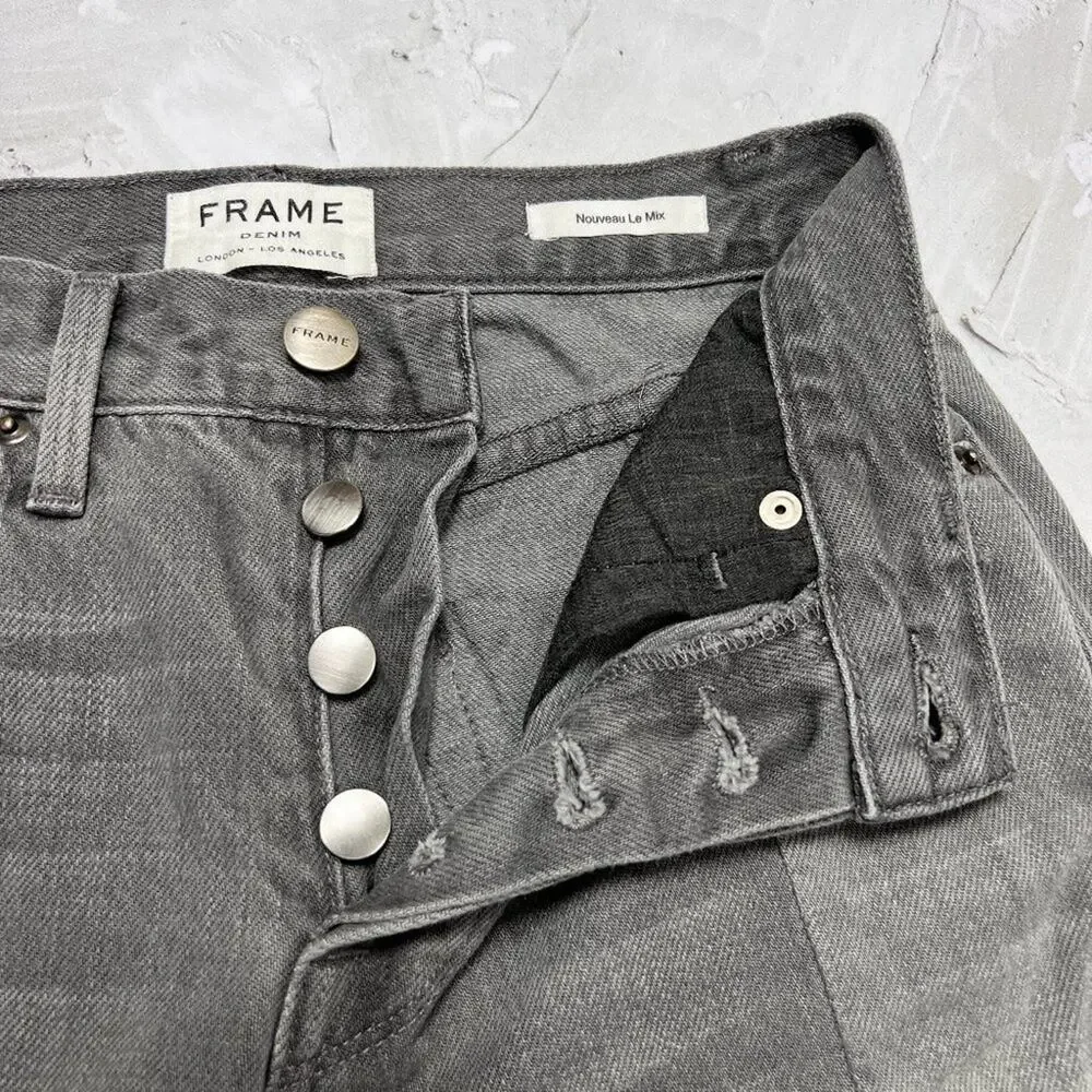 Frame Le Mix Nouveau Jeans SIZE 25 RUNS SMALL Ash Gray Two Tone Raw Hem - Picture 4 of 14